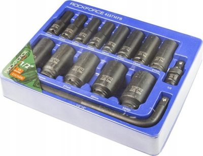 Set çelësa goditës Rockforce, 1/2", 10–32 mm, në kuti