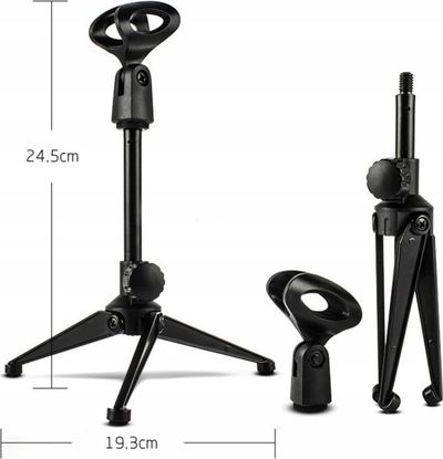 Stativ tavoline për mikrofon Xrec SB4545, lartësi 16–25 cm, palosës, i zi