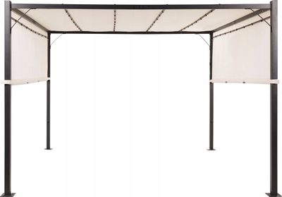 Pergolë metalike Beliani Parga LED, 310 x 310 cm, bezhë