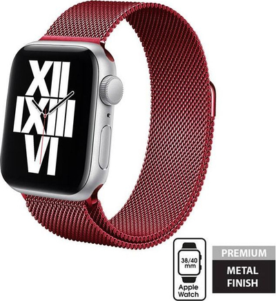 Rrip çeliku inox për Apple Watch, 38/40/41 mm, mbyllje me magnet, i kuq