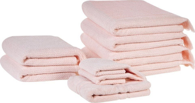 Set peshqirësh Beliani ATIU, 9 copë, pambuk terry, rozë pastel