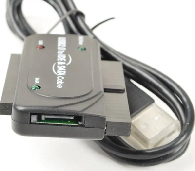 Adapter USB 2.0 PremiumCord IDE SATA, me kabllo, me furnizim shtesë me rrymë, ngjyrë e zezë