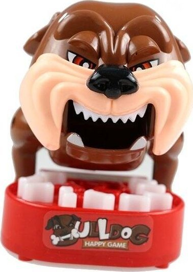 Loja tryeze Leantoys Biting Bulldog, lodër refleksesh për fëmijë, 13 x 10 x 13 cm, kafe