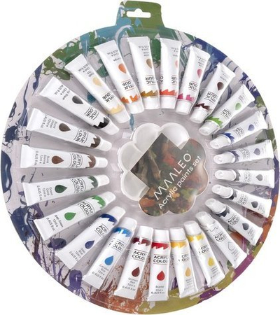 Set bojrash akrilike Maaleo 24725, 24 ngjyra, tuba 12 ml, shumëngjyrëshe