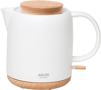 Ibrik elektrik qeramik Adler AD 1304, 1L, 1200W, i bardhë