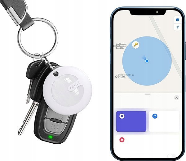 GPS gjurmues MiLi MiTag, Bluetooth, me mbajtëse çelësash, i bardhë e zi 4