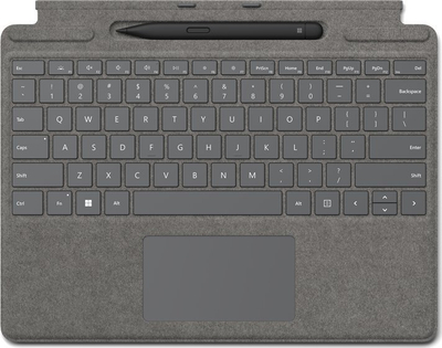 Tastierë Microsoft Surface Pro Signature me Slim Pen 2, layout QWERTZ, ngjyrë gri platin