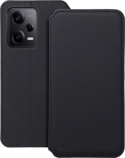 Këllëf portofol Dual Pocket për Xiaomi Redmi Note 12 Pro 5G, me dy xhepa, lëkurë eko, i zi