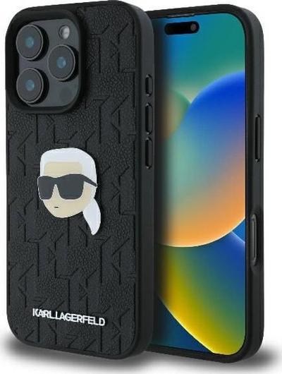Mbrojtëse telefoni Karl Lagerfeld KLHCP16LPGKLKIPK, për iPhone 16 Pro 6.3", hardcase, e zezë