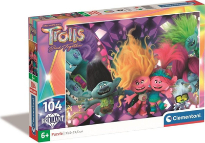 Puzzle Clementoni Trolls Band Together Brilliant, 104 copa, 33.5x23.5 cm, shumëngjyrësh