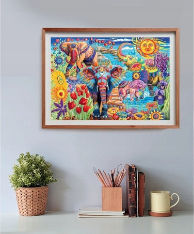 Puzzle Clementoni Elephants Carnival, 500 copa, 49 x 36 cm, shumëngjyrësh