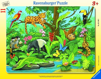 Puzzle Ravensburger Kafshët në pyllin e shiut, 11 elemente