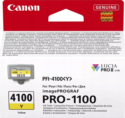 Kasetë boje Canon PFI-4100Y, për imagePROGRAF PRO-1100, e verdhë