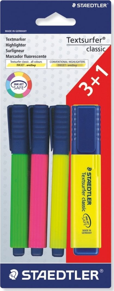 Set markerash STAEDTLER Textsurfer Classic Promo, 4 copë, shumëngjyrësh