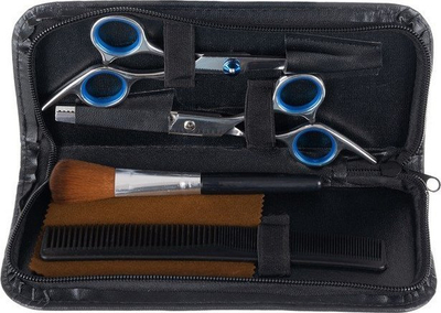 Set parukerie me 7 copa, gërshërë flokësh edhe aksesorë stilimi, argjend