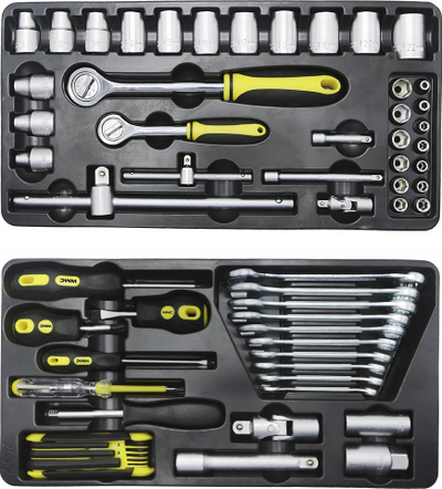 Колица за алат WMC Tool Cabinet Workshop Trolley, 5 фиоки, сет 253 парчиња, сива