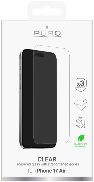 Xham mbrojtës Puro Standard për iPhone 17 Air, tempered glass 9H, transparent
