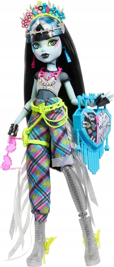 Kukull Monster High Frankie Stein HXH79, Monster Fest, aksesorë festivali, shumëngjyrëshe