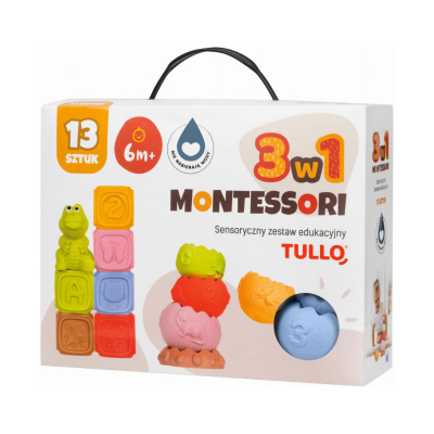 Set edukativ Tullo 612, blloqe senzoriale Montessori, 13 copa, shumëngjyrëshe
