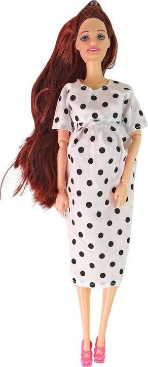 Set lodre LeanToys Doll, kukull mami shtatzënë me bebe, flokë të gjatë, me aksesorë