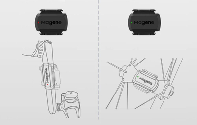 Sensor biçiklete Magene S3 për shpejtësi dhe kadencë, me ANT+ dhe Bluetooth, ngjyrë e zezë