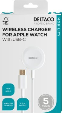 Karikues Apple Watch Deltaco AWC-101, USB-C, kabllo 1 m, i bardhë