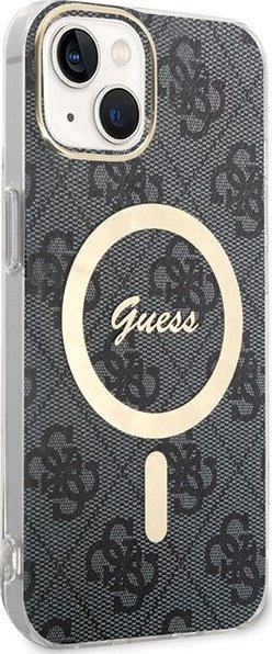 Futrollë Guess GUHMP15MH4STK për iPhone 15 Plus 14 Plus 6.7", plastike e fortë, MagSafe, e zezë