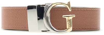 Rrip pantallonash GUESS H25 W105, i rregullueshëm, i kthyeshëm me logo, bezhë latte