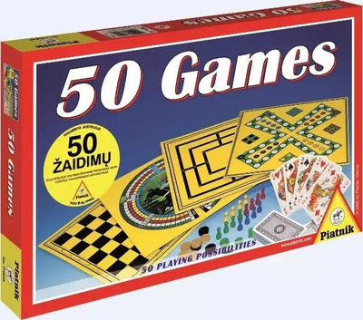 Lojë tavoline Piatnik 50 Games, set me 50 lojëra, udhëzues lituanisht, shumëngjyrëshe