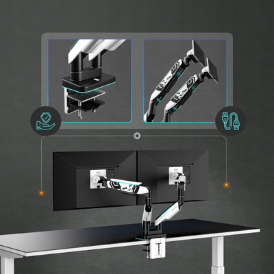 Mbajtëse për dy monitorë X Arm Dual RGB, deri 35", rregullim i plotë, e bardhë e zezë