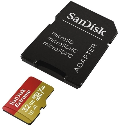 Kartë memorie SanDisk Micro SDHC Extreme V30 32GB 100MB/s UHS-I U3 + SD adapter