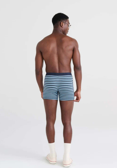 Bokser për burra Saxx Vibe Boxer Briefs, madhësia L, me vija, blu me të zezë