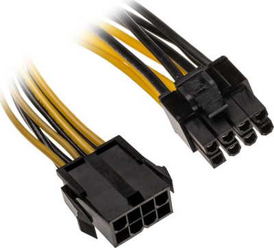 Kabllo adaptuese Akasa AK-CBPW23-20, PCIe 8-pin në ATX EPS 8-pin, 0.2m, zi verdhë