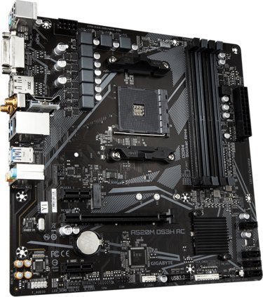 Pllakë amë Gigabyte A520M DS3H AC, AMD AM4, DDR4, WiFi 5