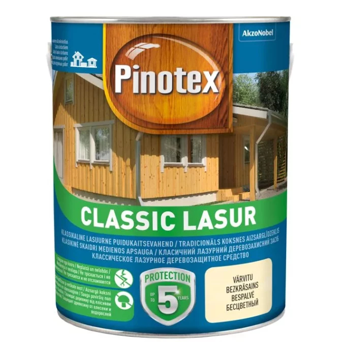 Lak dekorativ për dru Pinotex Classic Lasur, 3L, për përdorim të jashtëm, palisander