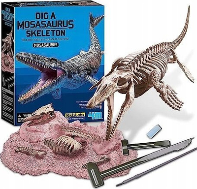 Set gërmimi KidzLabs Dig a Mosasaurus Skeleton, skelet 3D, lodër për mësonjese, me shumë ngjyra