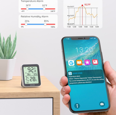Termometër dhe higrometër Govee H5075, Bluetooth, ekran Celsius, i bardhë