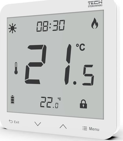 Termostat dhome Tech Controller ST-297V3, flush-mounted, ekran xhami 3 mm, i bardhë