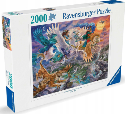 Puzzle Ravensburger Through the Air on Pegasus, 2000 copa, fantasy, shumëngjyrësh