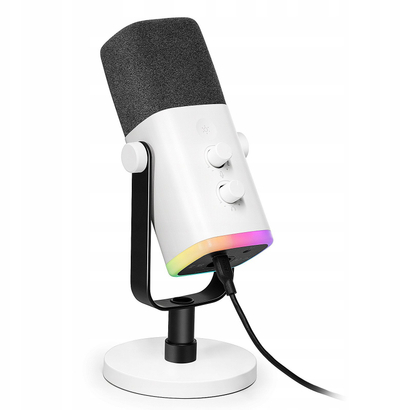Студио микрофон Fifine AM8, динамички, XLR USB, RGB, бел