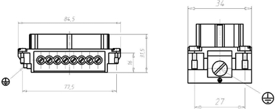 Insert lidhës femëror LAPP EPIC H-BE 16 BS, 16P+PE, 16A 500V, gri
