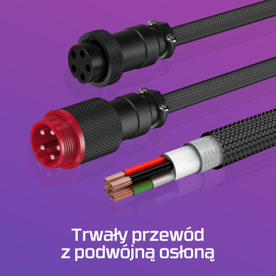 Kabllo USB-C për tastier HyperX Coiled, USB-A në USB-C, 5-pin aviator, lejla e çelët