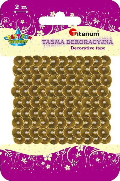 Rruaza dekorative Titanum Sequins On Tape, 6 mm, 2 m, ngjyrë e artë