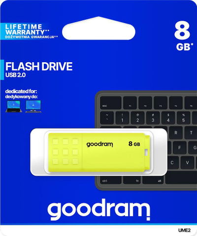 USB GoodRam UME2, 8GB, USB 2.0, e verdhë