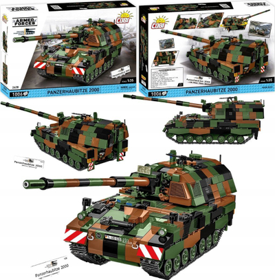 Set ndërtimi COBI Panzerhaubitze 2000, 1000 copë, shkallë 1:35, kamuflazh