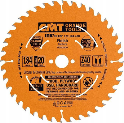 Teh rrethor CMT ITK Plus 272.184.40H, 184mm, 40 dhëmbë, portokall