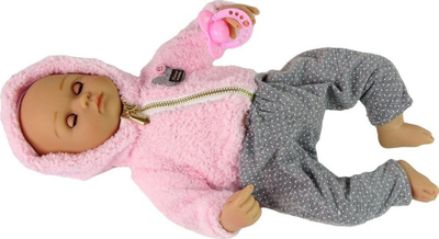 Kukull bebe LeanToys, 40 cm, me gajret, rozë