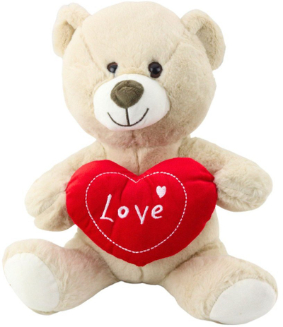 Arush pelushi Teddy Bear, 30 cm, me zemër Love, krem-bezhë