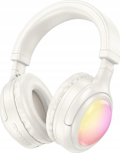 Kufje pa tela Hoco W48, Bluetooth 5.3, RGB LED, të bardha