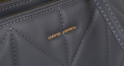 Çantë supi David Jones Lumarko, eko lëkurë, me qepje quilted, gri e errët